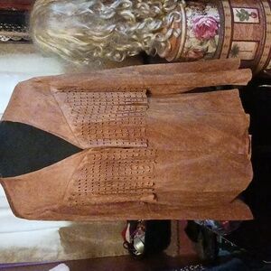 Vocal Faux Suede Fringed Jacket NWOT L